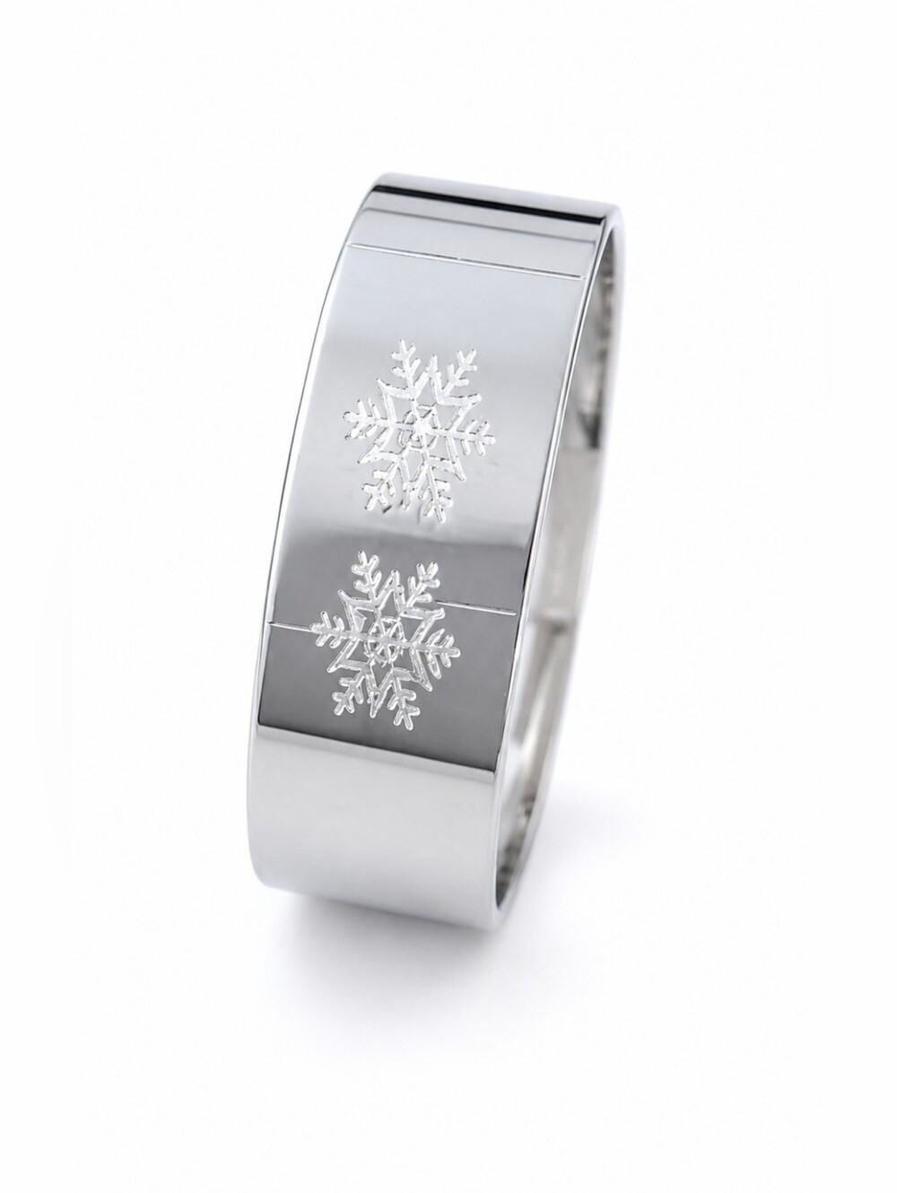 Silver Stainless Steel Snowflake Band Ring